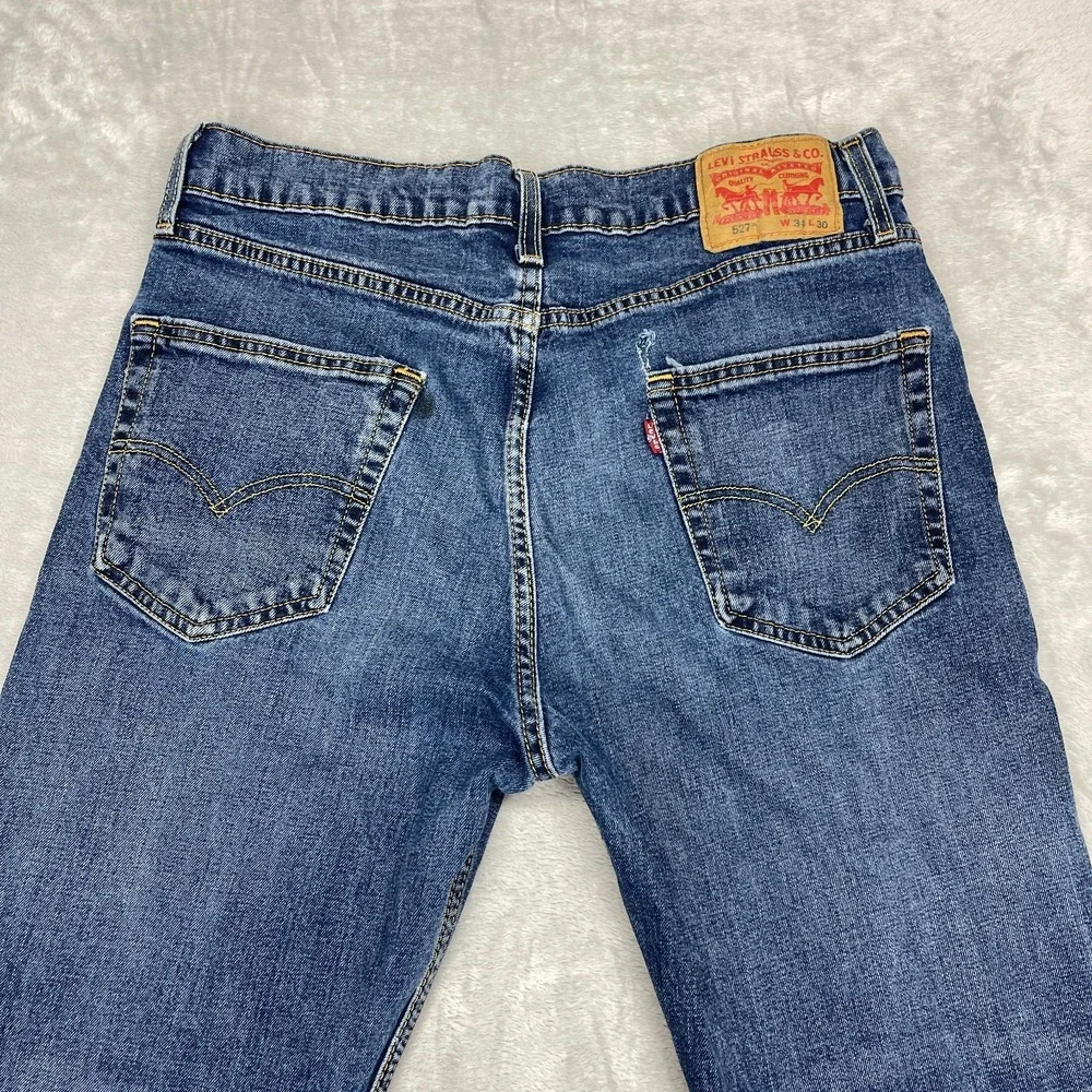 Levi's Jeans Mens 34x30 Blue Denim 527 Stretch Americana Slim Bootcut Grunge